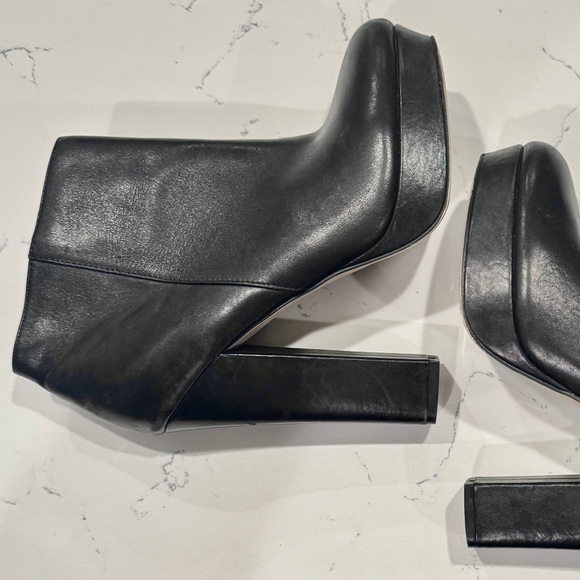 Aldo Black Genuine Leather High Block Heel Disco Ankle Boots NWOT - Picture 9 of 13